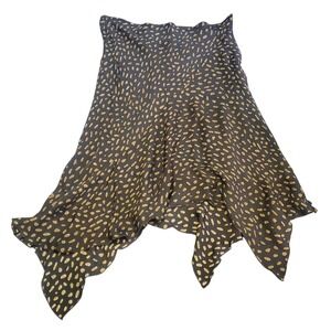 Josephine Chaus Silk Midi Skirt Pixie Cut Hem Speckled Gold/Tan Dot Sz 8 *AS IS*